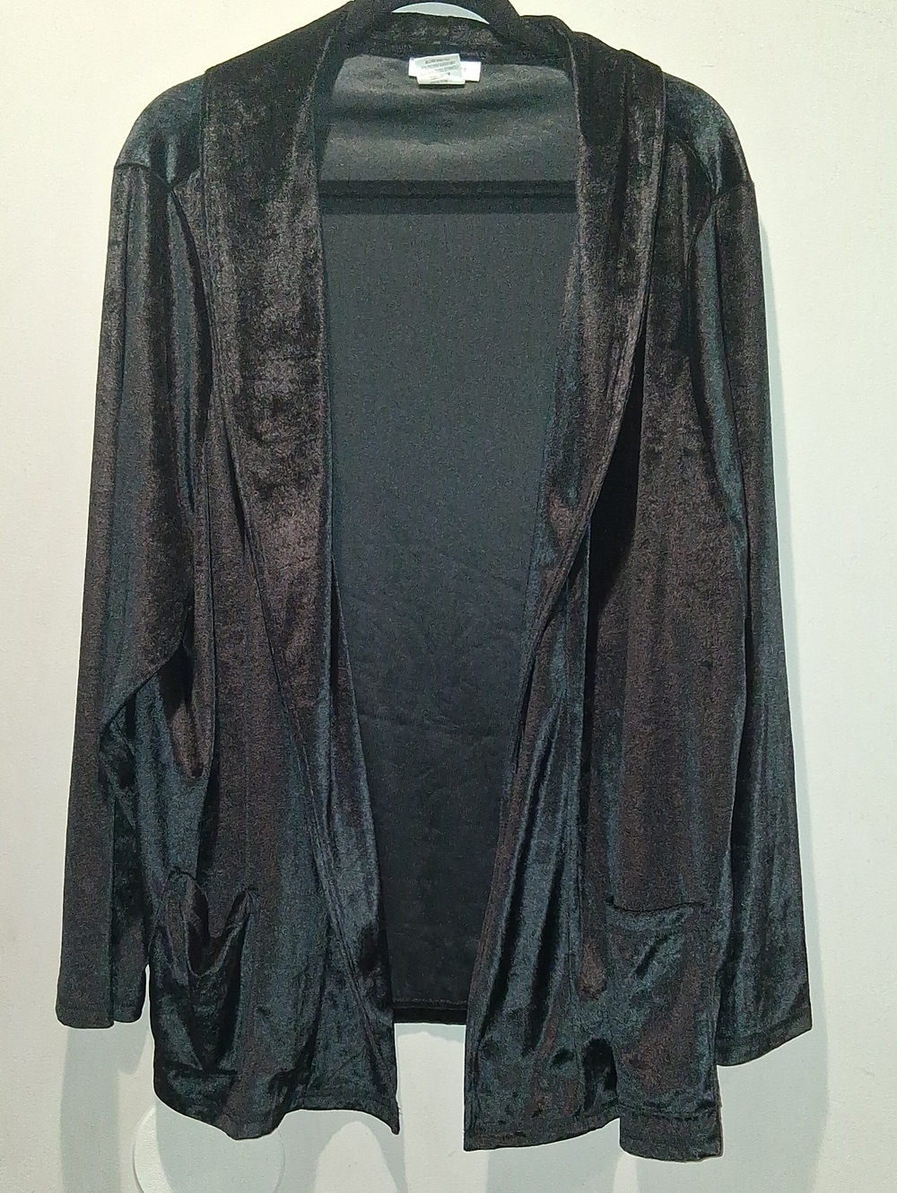 Black Open-Front Velvet Blazer Jacket